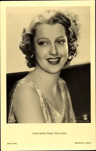 Ak Schauspielerin Jeanette MacDonald, Portrait