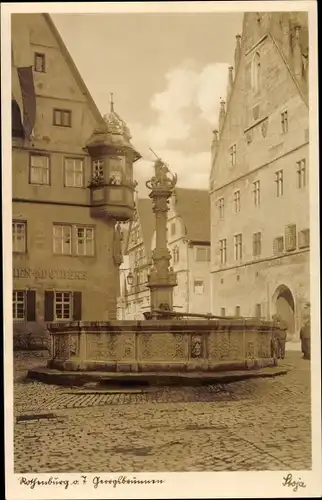Ak Rothenburg ob der Tauber Mittelfranken, Brunnen, Apotheke