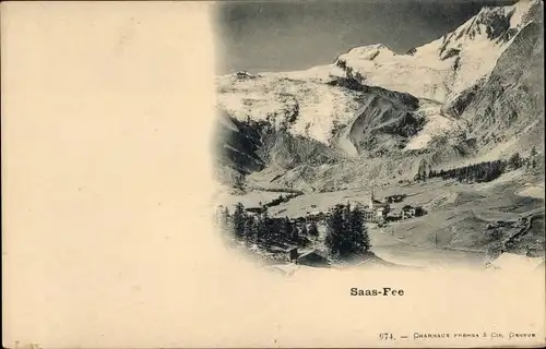 Ak Saas Fee Kanton Wallis, Panorama vom Ort