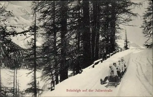 Ak Kanton Graubünden, Bobsleigh auf der Julierstraße