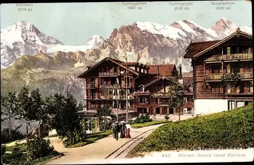 Ak Mürren Kt. Bern, Grand Hotel Kurhaus, Breithorn