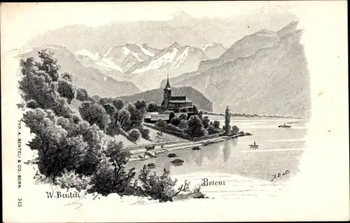 Künstler Ak Brienz Kanton Bern, Panorama vom Ort