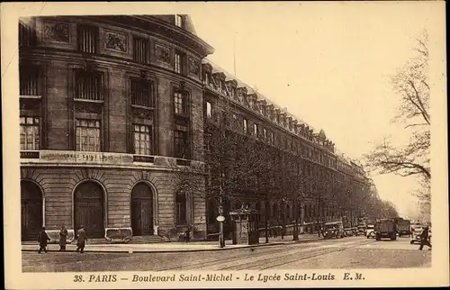 Ak Paris V., Boulevard Saint Michel, Lycee Saint Louis