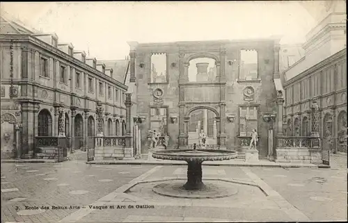 Ak Paris VI., Ecole des Beaux Arts, Vasque et Arc de Gaillon