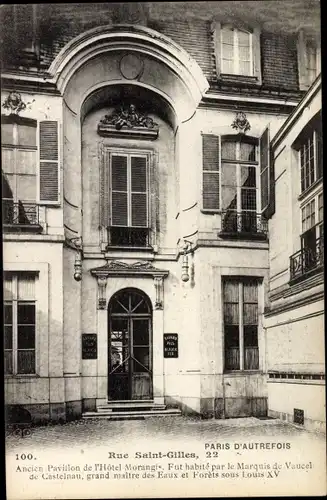 Ak Paris III., Rue Saint Giles 22, Pavillon de l'Hôtel de Morangis