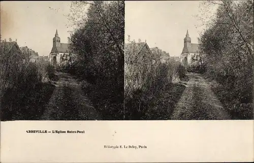 Stereo Ak Abbeville Somme, L'Eglise Saint Paul