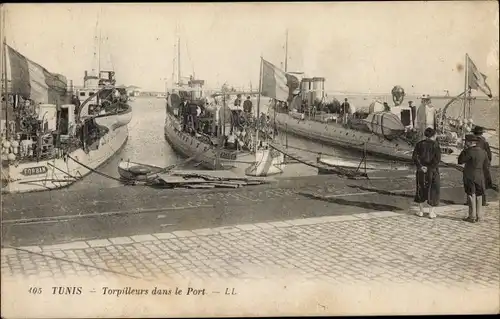 Ak Tunis Tunesien, Torpilleurs dans le Port