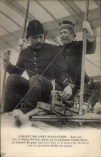 Ak Biplan Farman, pilote par Lieutenant Cammermann, General Picquart