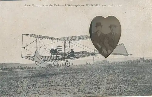 Ak Les Pionniers de l'air, Aeroplane Ferber, Portrait von zwei Männern