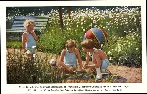 Ak Adel Belgien, Prince Baudouin, Princesse Josephine Charlotte, Albert II, Le Prince de Liége