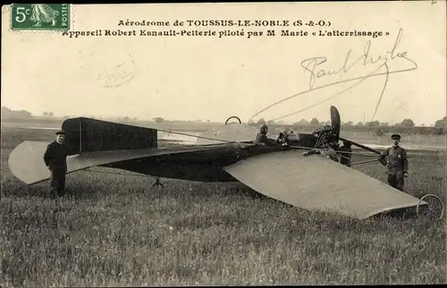 Ak Toussus le Noble Yvelines, Aerodrome, Appareil Robert Esnault Pelterie pilote par M. Marie