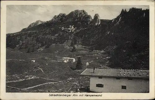 Ak Aschau im Chiemgau Oberbayern, Schlechtenbergeralm mit Kampenwand