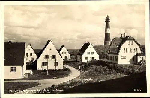 Ak Hörnum auf Sylt Nordfriesland, Teilansicht mit Leuchtturm