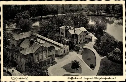 Ak Wolfenbüttel in Niedersachsen, Fliegeraufnahme, Gaststätte Kaffeehaus, Fliegeraufnahme