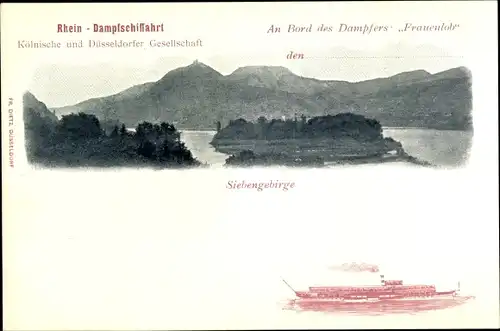Ak Kölnische und Düsseldorfer Gesellschaft, Rheindampfer Frauenlob, Siebengebirge