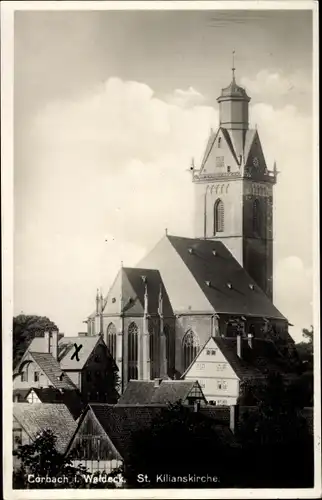 Ak Korbach in Hessen Waldeck, St. Kilianskirche mit Umgebung