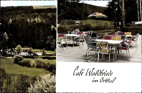 Ak Bad Orb in Hessen, Café Waldfriede von H. Ulrich, Terrasse
