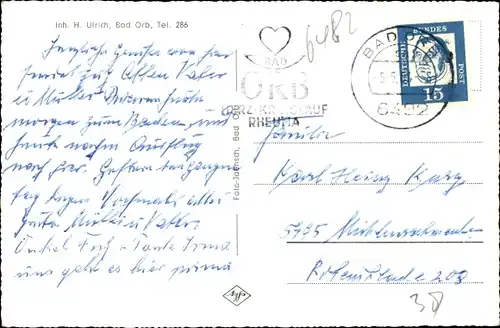 Ak Bad Orb in Hessen, Café Waldfriede von H. Ulrich, Terrasse