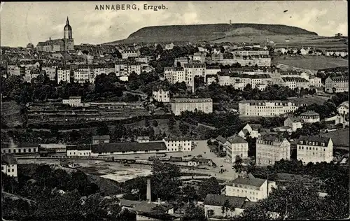 Ak Annaberg Buchholz Erzgebirge, Panoramablick auf die Stadt, Kirche, Berg