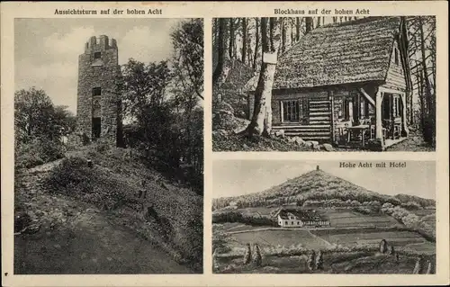 Ak Adenau in der Eifel, Aussichtsturm auf der hohen Acht, Blockhaus, Hotel