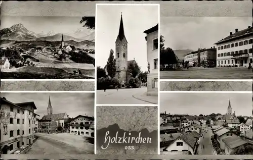 Ak Holzkirchen in Oberbayern, Totalansicht, Straßenpartie, Kirchturm, Oberbräu