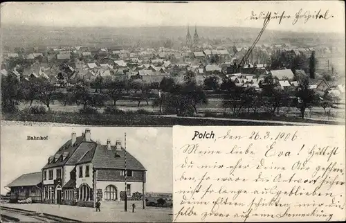 Ak Polch in Rheinland Pfalz, Gesamtansicht, Bahnhof