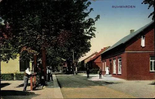 Ak Ruhwarden Butjadingen Wesermarsch, Straßenpartie