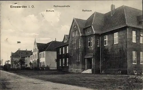 Ak Einswarden Nordenham in Oldenburg, Rathausstraße, Schule, Rathaus