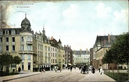 Ak Thionville Diedenhofen Lothringen Moselle, Brückenstraße, Grünanlagen