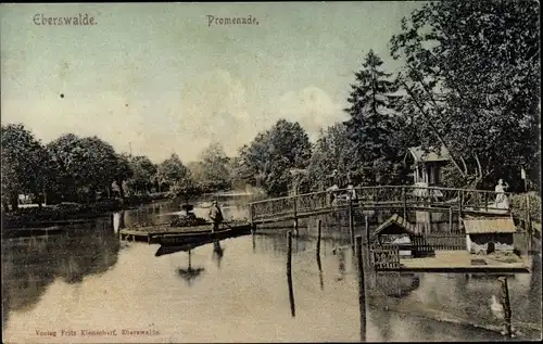 Ak Eberswalde im Kreis Barnim, Promenade, Flusspartie, Entenhäuser