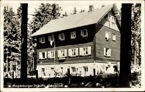 Ak Oderbrück Braunlage Harz, Die Magdeburger Skihütte