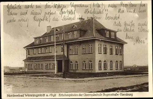 Ak Wenningstedt Braderup auf Sylt, Erholungsheim d. Oberrealschule Bogenstraße Hamburg