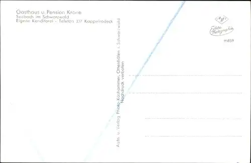 Ak Kappelrodeck Seebach in Baden Schwarzwald, Gasthof Krone, Ort