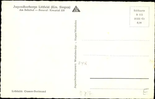 Ak Littfeld Kreuztal in Westfalen, Jugendherberge