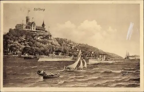 Ak Hamburg Altona Blankenese, Süllberg, Schiffe