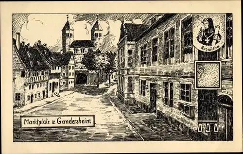 Künstler Ak Bad Gandersheim am Harz, Marktplatz, Hl. Roswitha