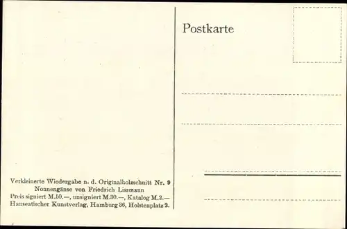 Künstler Ak Lissmann, Friedrich, Nonnengänse