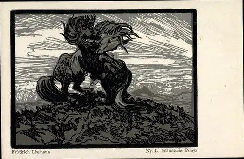Künstler Ak Lissmann, Friedrich, Isländische Ponys
