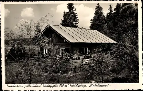 Ak Bischofsgrün im Fichtelgebirge, Fremdenheim Villa Helene, Blockhäuschen