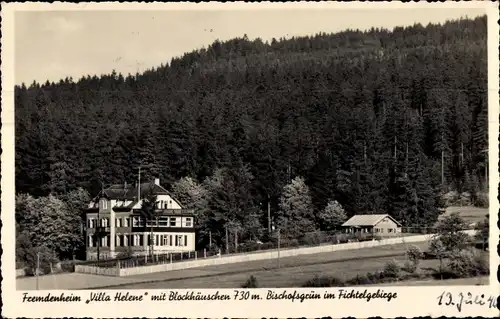 Ak Bischofsgrün im Fichtelgebirge, Fremdenheim Villa Helene und Blockhäuschen