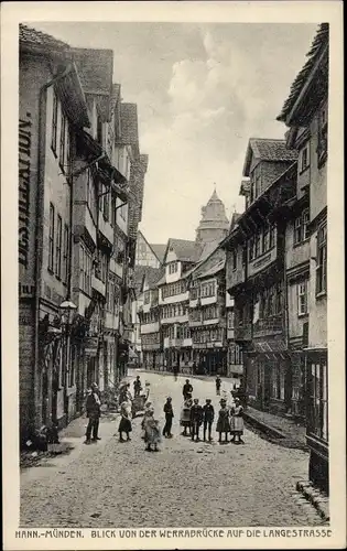 Ak Hann. Münden in Niedersachsen, Blick von der Werrabrücke auf Langestraße