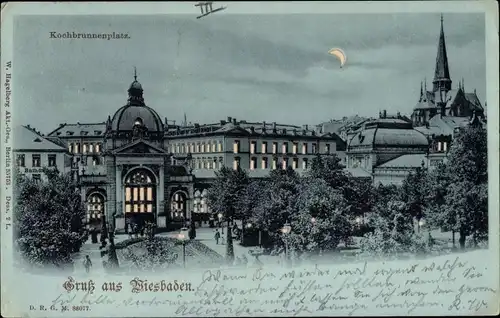 Haltgegendaslicht Litho Wiesbaden, Kochbrunnenplatz