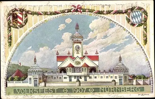 Ganzsachen Ak Nürnberg, Volksfest 1907, PP15 C13 01