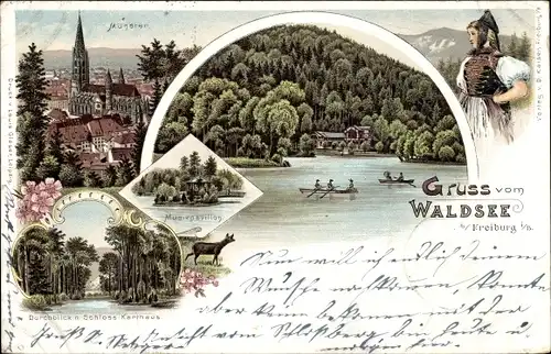 Litho Bad Waldsee in Oberschwaben Baden Württemberg, Restaurant, Bes. Eckerle, Münster, Karthaus