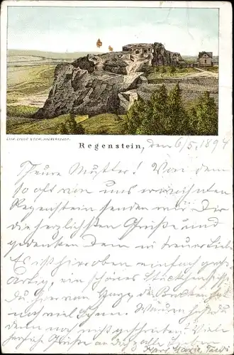 Vorläufer Litho Blankenburg am Harz, Blick auf den Regenstein, 1894