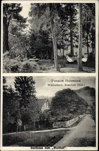 Ak Winterbach Renchtal Lautenbach, Gartenansicht Pension Hülsmann, Gasthaus zum Waldhof