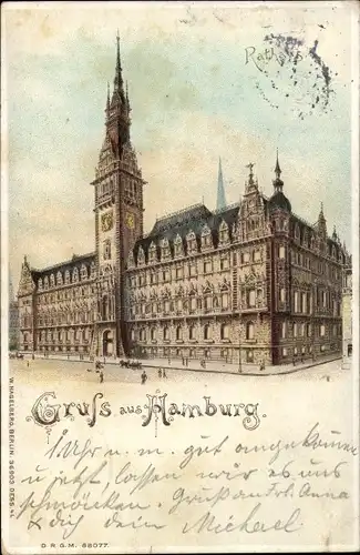 Litho Hamburg Mitte Altstadt, Rathaus
