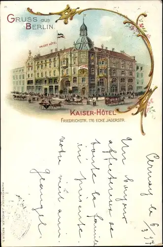 Litho Berlin Mitte, Kaiser Hotel, Friedrichstraße 176, Ecke Jägerstraße