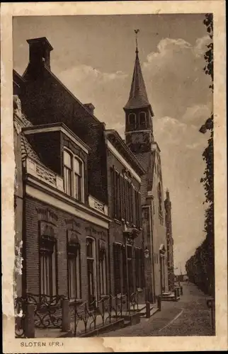 Ak Sloten Friesland Niederlande, Straßenpartie