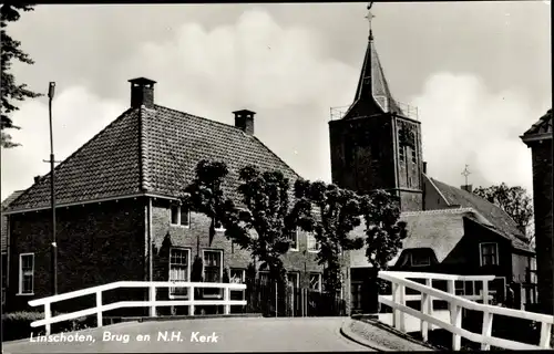 Ak Linschoten Utrecht Niederlande, Brug en N. H. Kerk